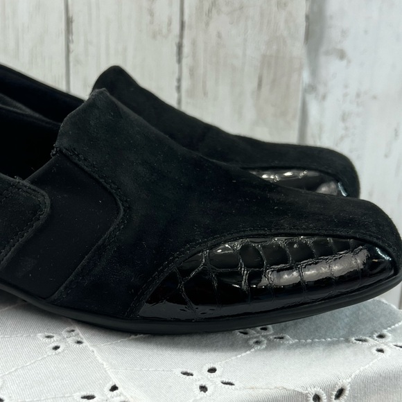 Clarks Shoes Womens 9 Black Leather Wedges Everyday Comfort Active Air, Office - Picture 12 of 16